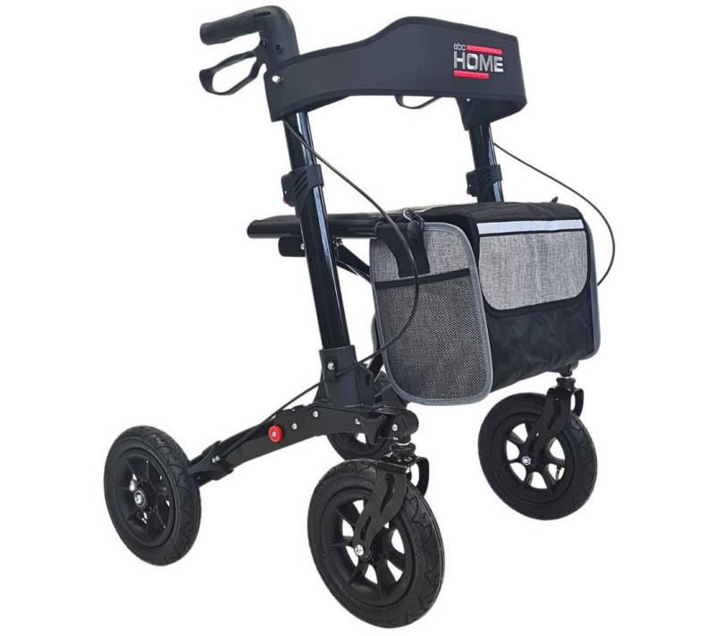 abc HOME Rollator Outdoor, mit Luftreifen & Tasche, faltbar, verstellbare Höhe von abc HOME