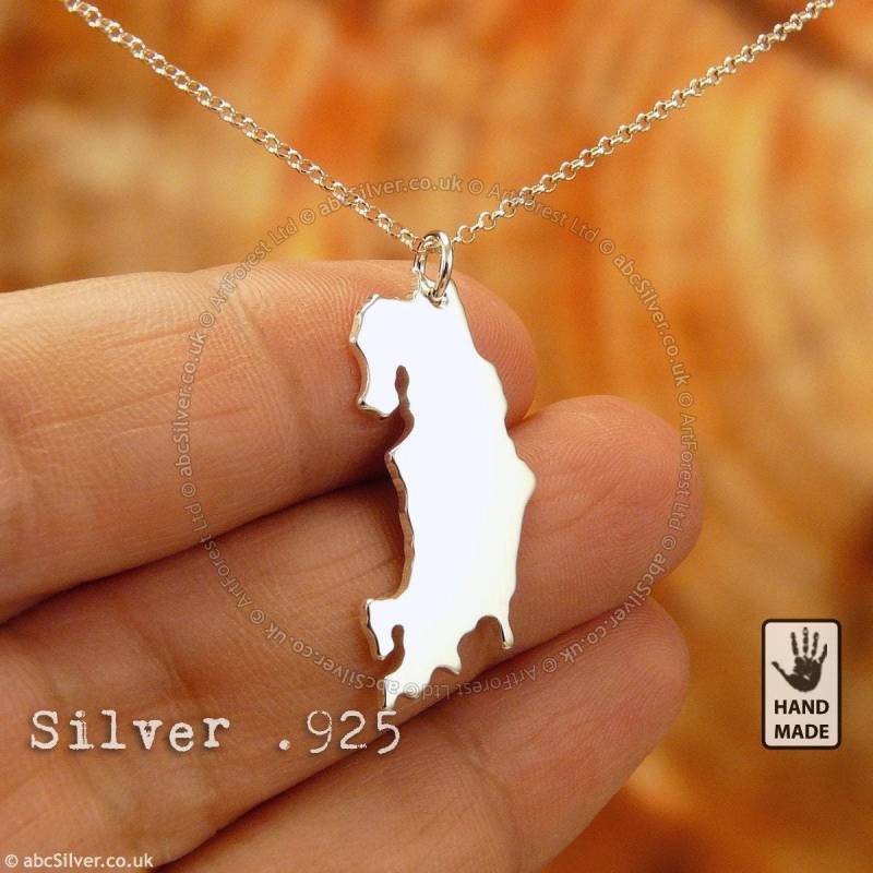 Costa Rica Karte San Jose, Sterlingsilber .925 Kette & Dicker Massiver Anhänger, Handgemacht von abcSilver