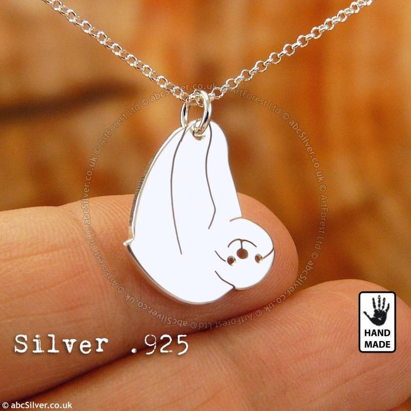 Faultier Tier, Sterling Silber .925 Kette & Dicker Massiver Anhänger, Handgemacht von abcSilver