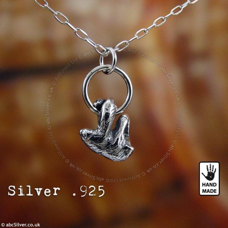 Faultier Tier, Sterling Silber .925 Kette & Dicker Massivguss Anhänger, Handgemacht von abcSilver