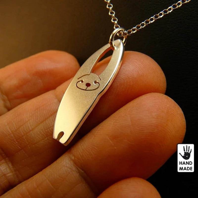 Glückliche Faultier Handmade Fat .925 Anhänger Solid Sterling Silber Halskette - Geschenk-Idee von abcSilver