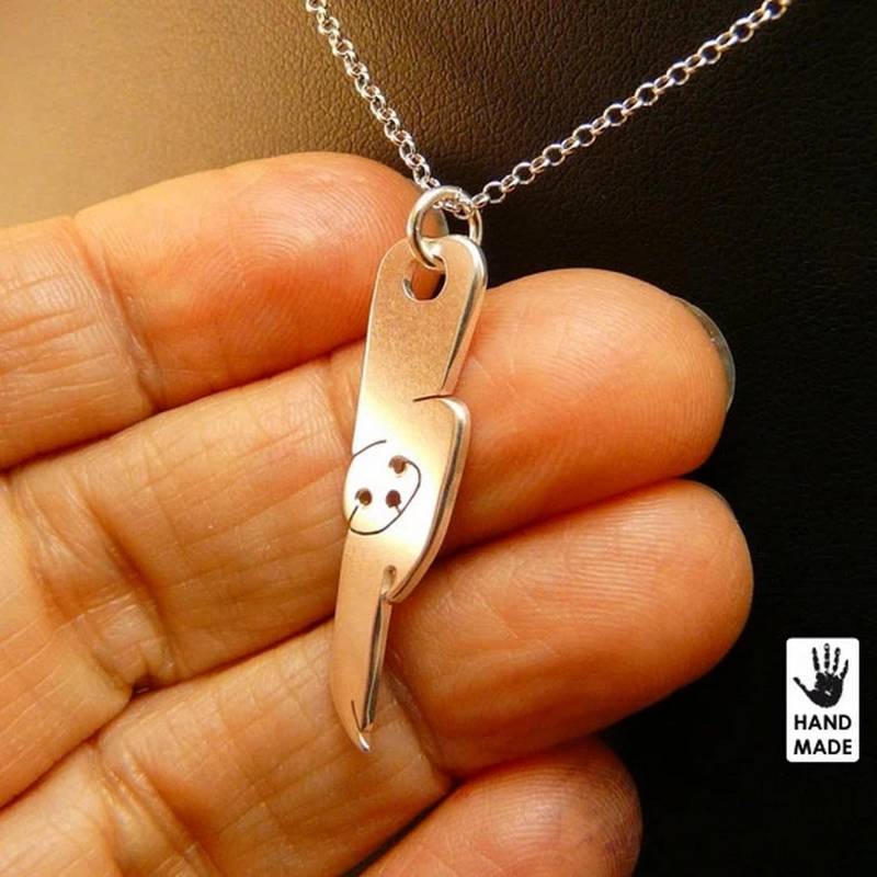 Glückliches Faultier Tier, Sterling Silber .925 Kette & Dicker Massiver Anhänger, Handgemacht von abcSilver