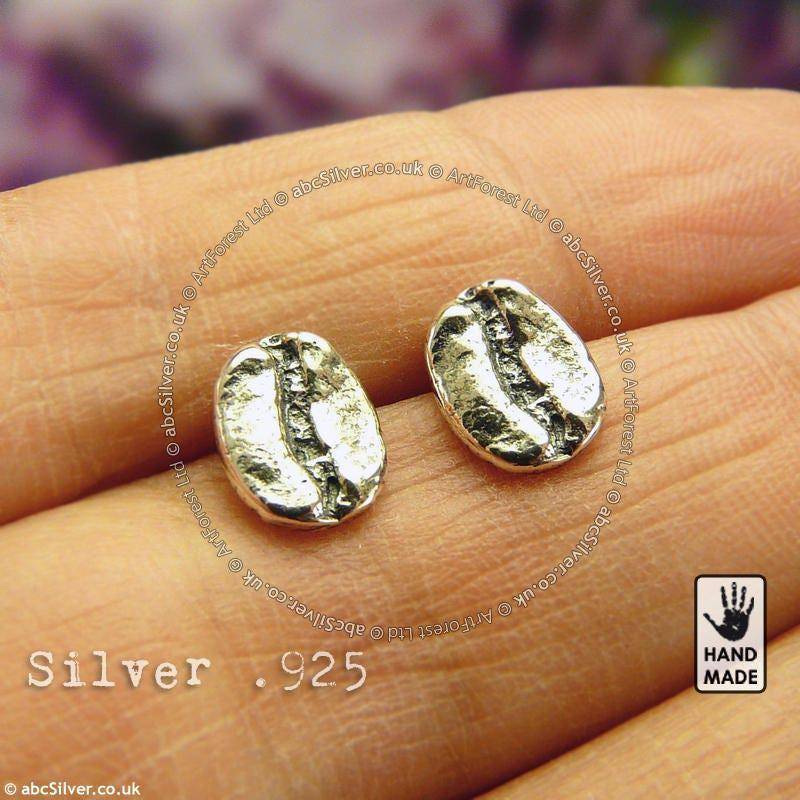 Kaffee Liebhaber Ohrringe, Sterling Silber .925 Ohrstecker, Handgemacht von abcSilver