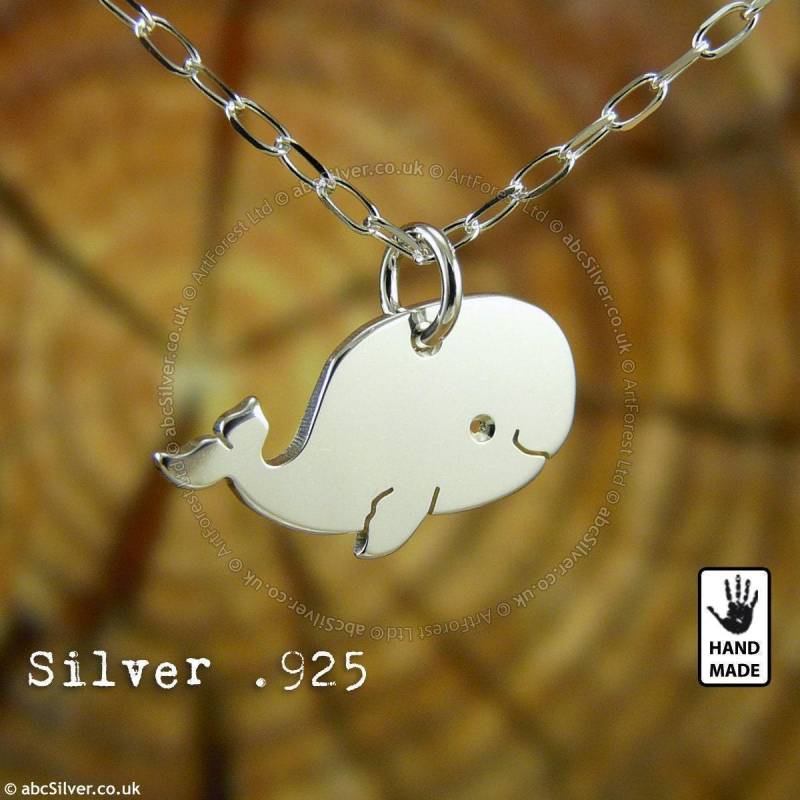 Süßer Wal, Sterlingsilber .925 Kette & Dicker Massiver Anhänger, Handgemacht von abcSilver