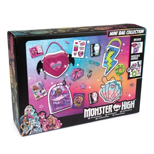 abeec Monster High Mini Bag Collection - 4 Mini Rucksäcke mit Notizbuch, Schlüsselanhänger, Haargummis, Haarspangen & mehr - Perfektes Partygeschenk für Mädchen von abeec