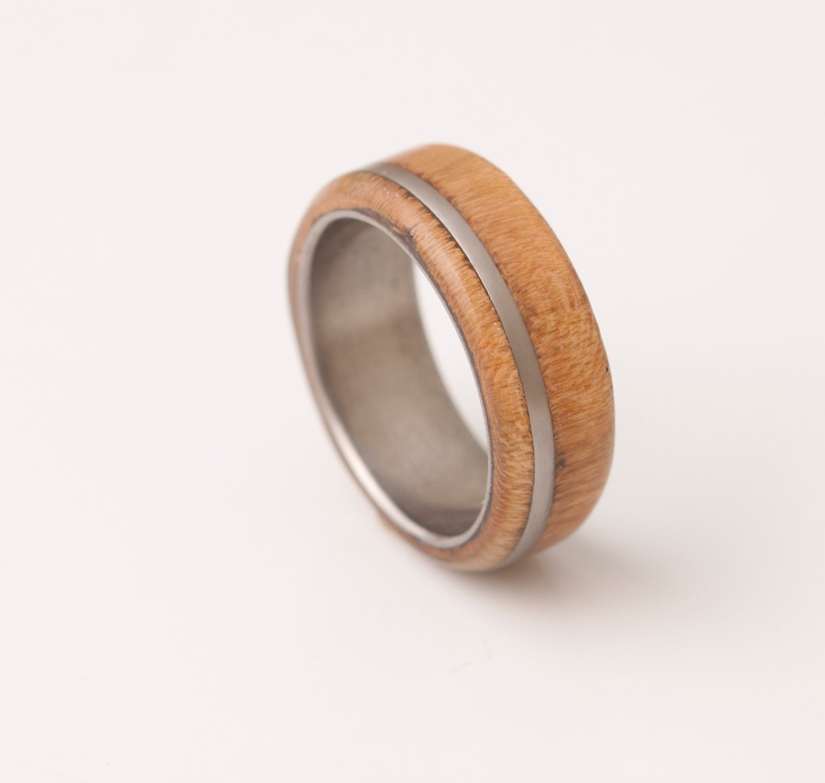 Herren Holz Ring With Titanium Ehering Silberring Kirsche von aboutjewelry