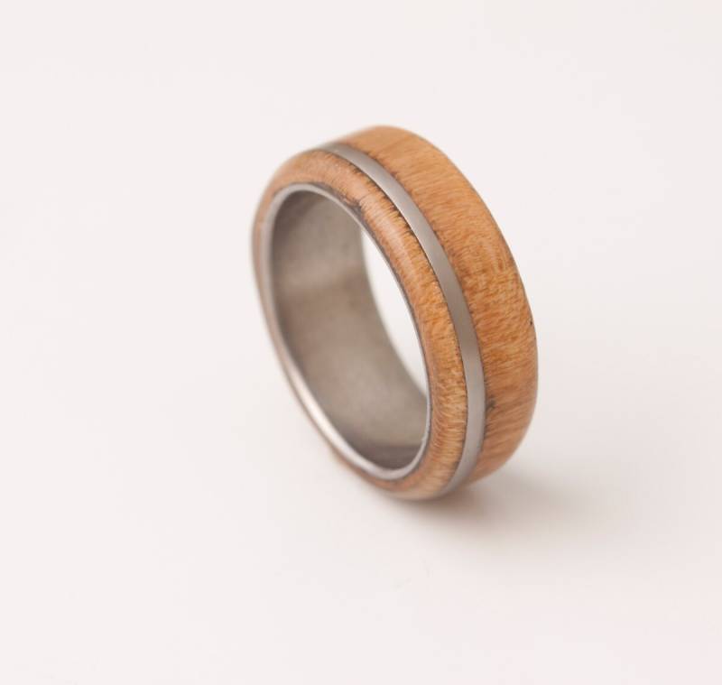 Herren Holz Ring With Titanium Ehering Silberring Kirsche von aboutjewelry