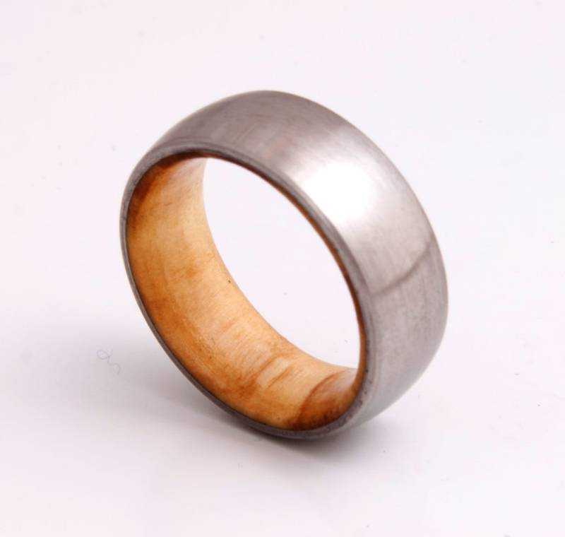 Mann Ehering Titan Olive Ring Herren Holz Mit von aboutjewelry