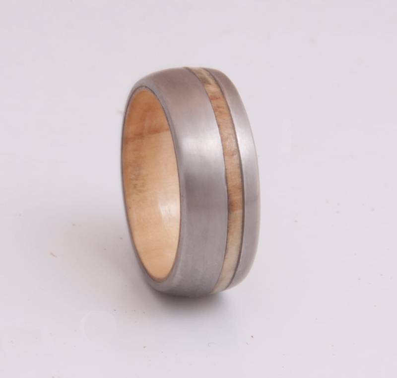 Titanium Ring Mann Trauband Herren Holz Ehering Mit Titan Frau von aboutjewelry