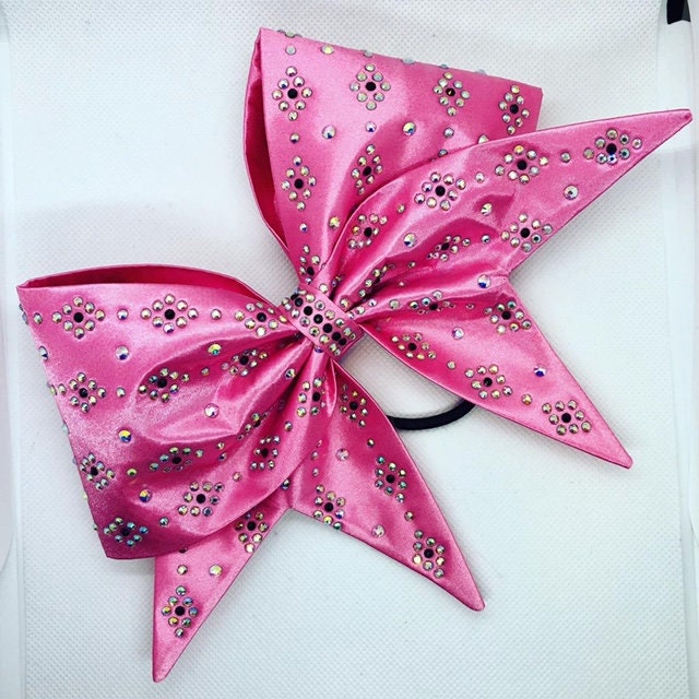 Satin Genäht Cheer Bogen Mit Ab Und Schwarzen Kristallen in Ihrer Wahl Der Farbe von aboutthebow