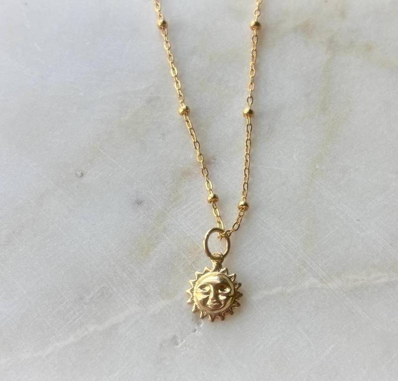Gold Filled Sun Anhänger Kugelkette Halskette von abraydee