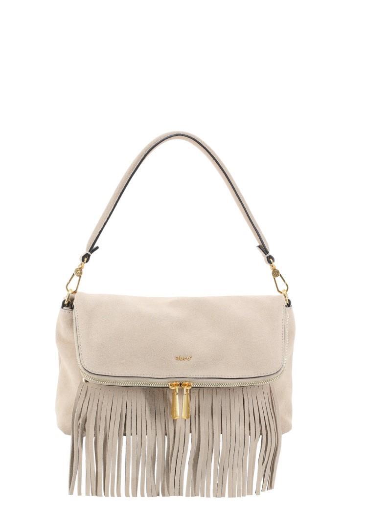 abro - Leder Suede Handtaschen Mit Reißvers Schultertasche Trinity Natural Natur von abro