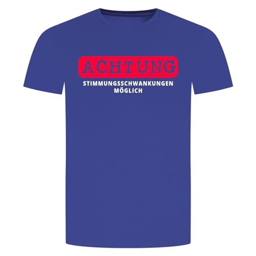 Achtung Stimmungsschwankungen T-Shirt - Schild Nerven Warnung IT Büro Arbeit Blau 2XL von absenda