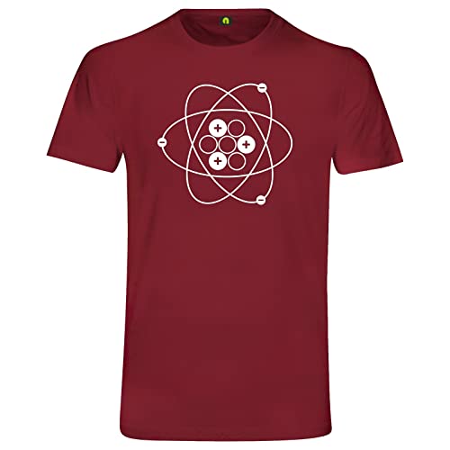 Atom T-Shirt - Physik Chemie Wissenschaften Proton Neutron Atom Energie Nuklear Bordeaux Rot L von absenda