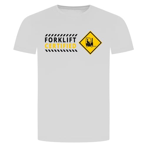 Beware Forklift Certified T-Shirt - Gabelstapler Staplerschein Führerschein Weiss L von absenda