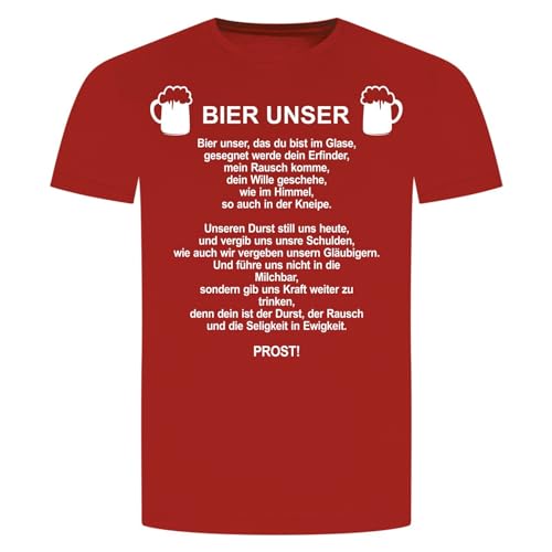 Bier Unser T-Shirt - Gott Vater Unser Beeten Kirche Beer Alkohol Rot L von absenda