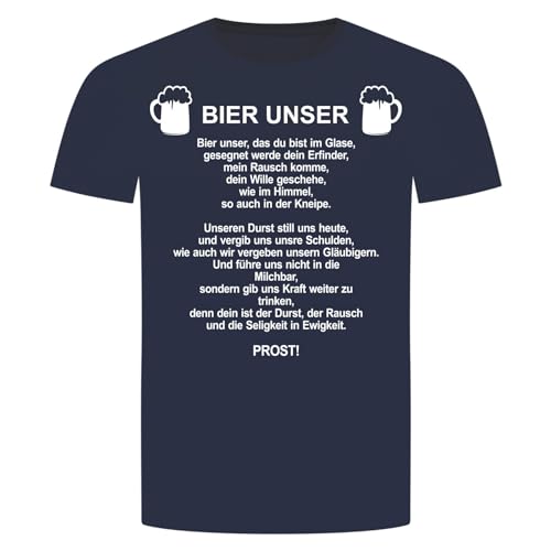 Bier Unser T-Shirt - Gott Vater Unser Beeten Kirche Beer Alkohol Navy Blau XL von absenda