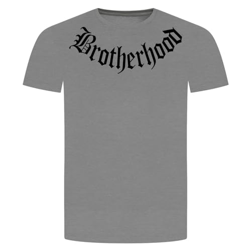 Brotherhood T-Shirt - Bruderschaft Gang Bande Motorrad Kutte Biker Chopper Grau Meliert XL von absenda