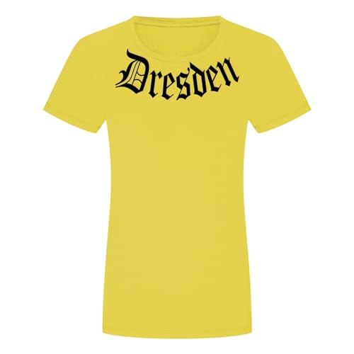 Dresden Damen T-Shirt - Städte Stadt Osten Sachsen Elbe Florenz Gelb 2XL von absenda