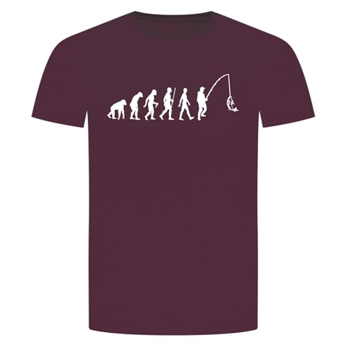 Evolution Angeln T-Shirt - Angler Angel Fischen Fisch Hecht Zander Bordeaux Rot 2XL von absenda