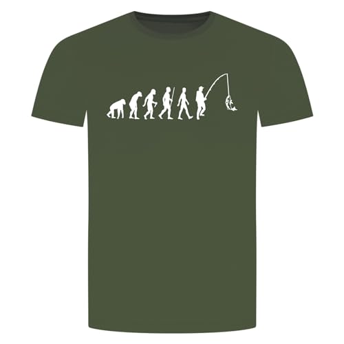 Evolution Angeln T-Shirt - Angler Angel Fischen Fisch Hecht Zander Militär Grün M von absenda