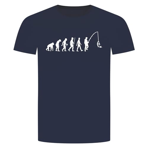 Evolution Angeln T-Shirt - Angler Angel Fischen Fisch Hecht Zander Navy Blau 2XL von absenda