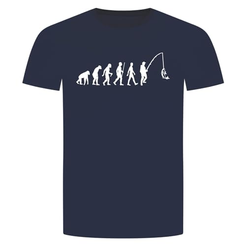 Evolution Angeln T-Shirt - Angler Angel Fischen Fisch Hecht Zander Navy Blau L von absenda