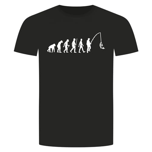 Evolution Angeln T-Shirt - Angler Angel Fischen Fisch Hecht Zander Schwarz L von absenda