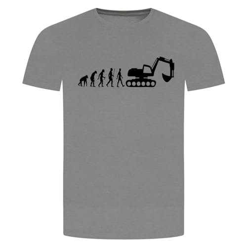 Evolution Bagger T-Shirt - Baustelle Kran Baumaschine Radlader Grau Meliert L von absenda