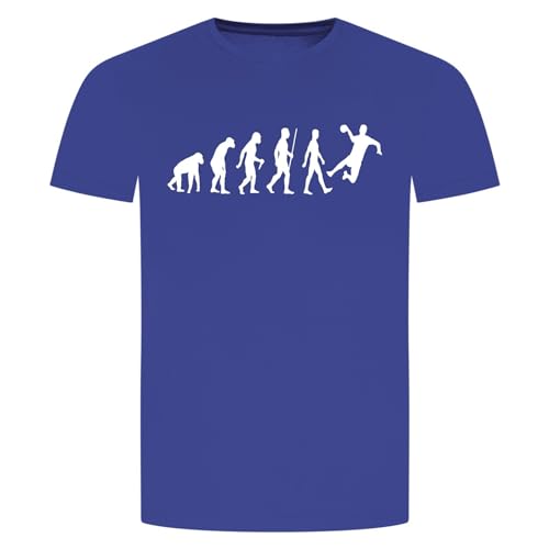 Evolution Handball T-Shirt - Handballer Handballspiel Werfen Sprungwurf Blau M von absenda