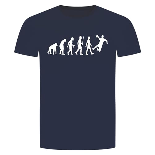 Evolution Handball T-Shirt - Handballer Handballspiel Werfen Sprungwurf Navy Blau 2XL von absenda