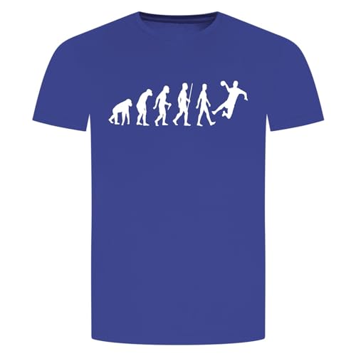 Evolution Handball T-Shirt - Handballer Handballspiel Werfen Sprungwurf Blau XL von absenda