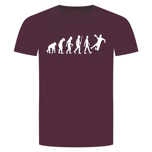 Evolution Handball T-Shirt - Handballer Handballspiel Werfen Sprungwurf Bordeaux Rot 2XL von absenda