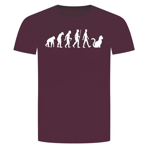 Evolution Katze T-Shirt - Kätzchen Haustier MIAU Kater Mieze Pfote Bordeaux Rot L von absenda