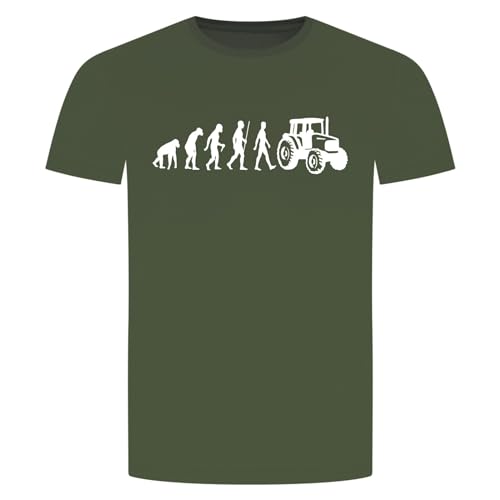 Evolution Traktor T-Shirt - Trecker Landwirt Schlepper Bauer Mähdrescher Militär Grün XL von absenda