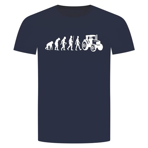 Evolution Traktor T-Shirt - Trecker Landwirt Schlepper Bauer Mähdrescher Navy Blau 2XL von absenda