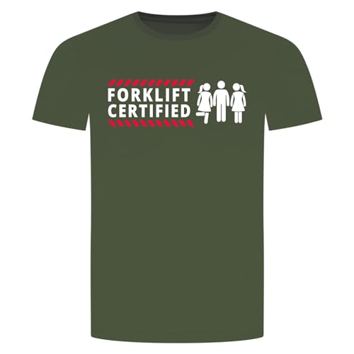 Forklift Certified Kids T-Shirt - Gabelstapler Staplerschein Führerschein Militärgrün M von absenda