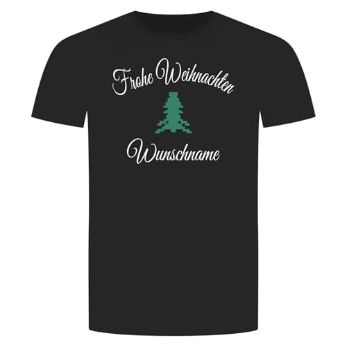 Frohe Weihnachten Wunschname T-Shirt - Wunschtext Personalisiert Geschenk Schwarz M von absenda