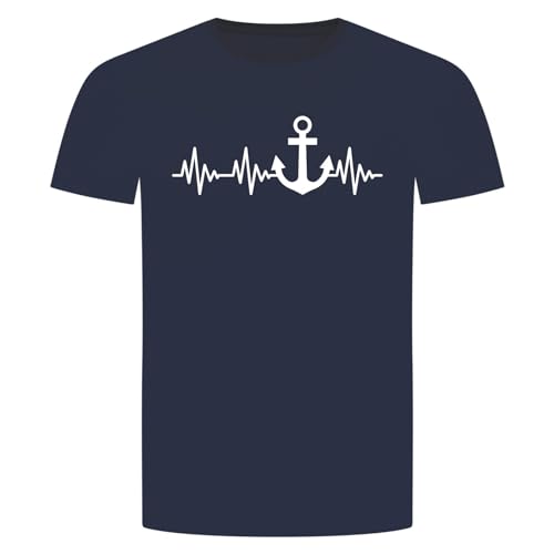 Herzschlag Anker T-Shirt - EKG Boot Schiff Seemann Kapitän Segeln Hafen Navy Blau XL von absenda