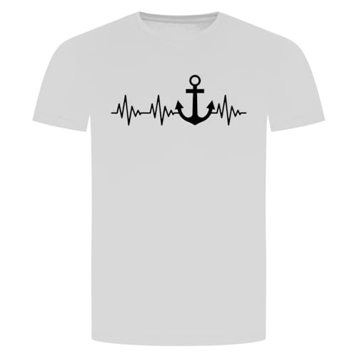 Herzschlag Anker T-Shirt - EKG Boot Schiff Seemann Kapitän Segeln Hafen Weiß L von absenda