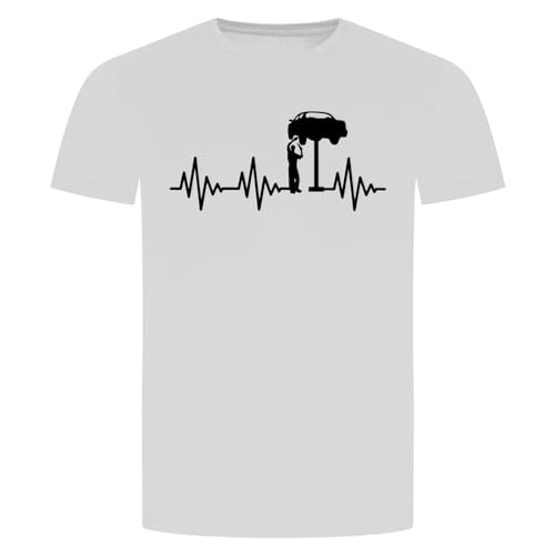 Herzschlag Automechaniker T-Shirt - EKG Schrauber Tuning KFZ Mechaniker Auto Weiss M von absenda