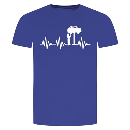 Herzschlag Automechaniker T-Shirt - EKG Schrauber Tuning KFZ Mechaniker Auto Blau 2XL von absenda