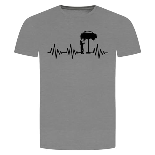 Herzschlag Automechaniker T-Shirt - EKG Schrauber Tuning KFZ Mechaniker Auto Grau Meliert L von absenda