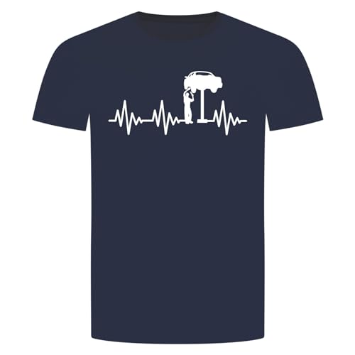 Herzschlag Automechaniker T-Shirt - EKG Schrauber Tuning KFZ Mechaniker Auto Navy Blau M von absenda