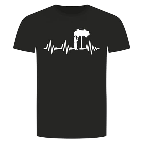 Herzschlag Automechaniker T-Shirt - EKG Schrauber Tuning KFZ Mechaniker Auto Schwarz S von absenda