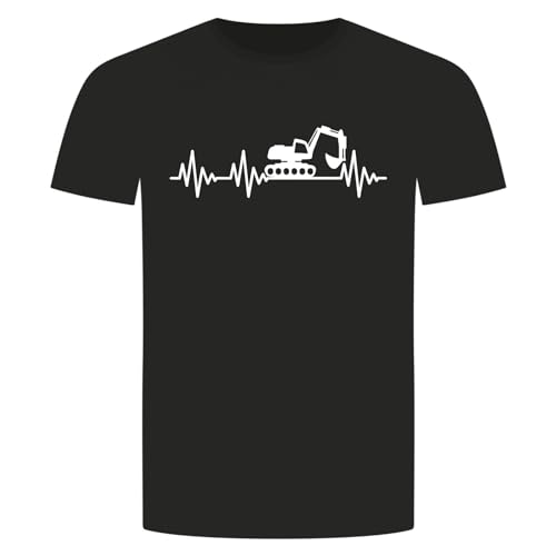 Herzschlag Bagger T-Shirt - EKG Digger Baustelle Baumaschine Schwarz 2XL von absenda