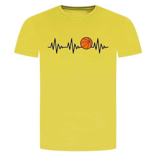 Herzschlag Basketball T-Shirt - EKG Dunking Korbleger Gelb 2XL von absenda