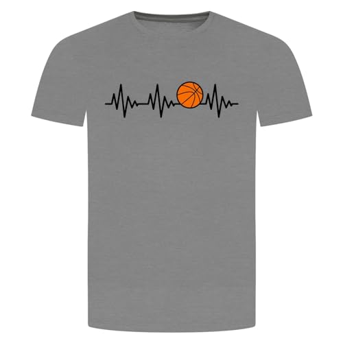 Herzschlag Basketball T-Shirt - EKG Dunking Korbleger Grau Meliert XL von absenda