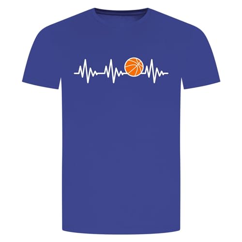 Herzschlag Basketball T-Shirt - EKG Dunking Korbleger Blau 2XL von absenda