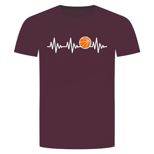 Herzschlag Basketball T-Shirt - EKG Dunking Korbleger Bordeaux Rot M von absenda